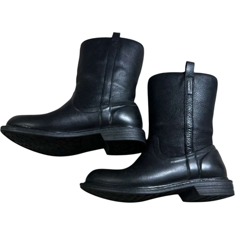 Bogs‎ Mason Leather Boots Womens 6 Black Excellent Mid Calf Pull On 52438